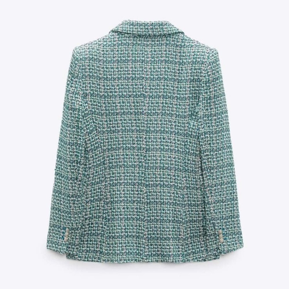 Zara textured tweed double breasted blazer size S - Picture 6 of 14